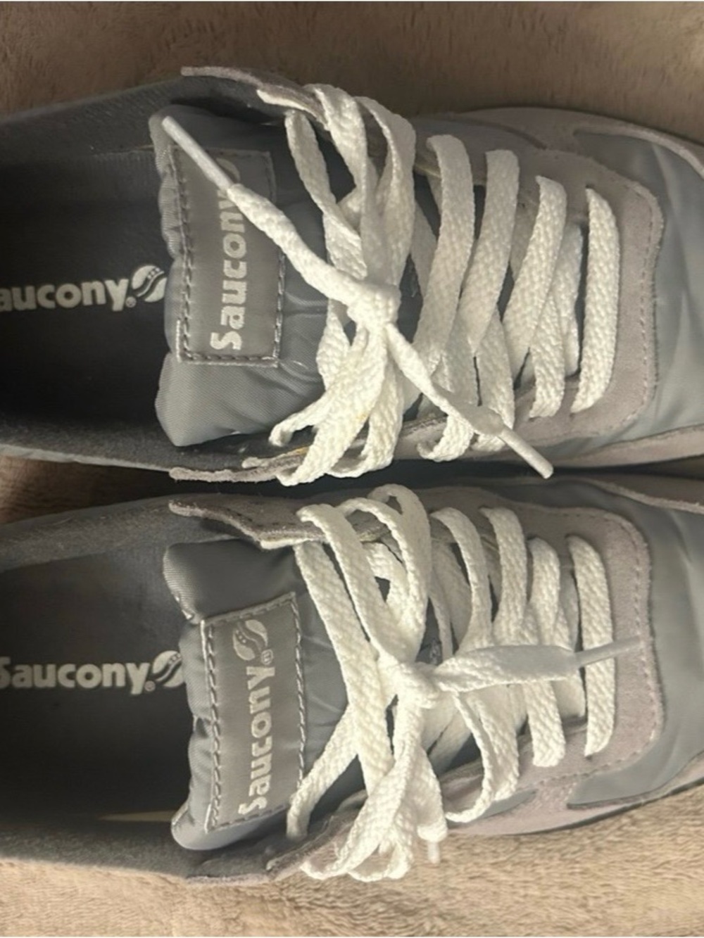 Saucony Light Gray Suede & Nylon Sneakers with White Laces size 7.5 - Picture 6 of 8